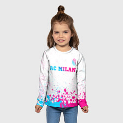 Лонгслив детский AC Milan neon gradient style посередине, цвет: 3D-принт — фото 2