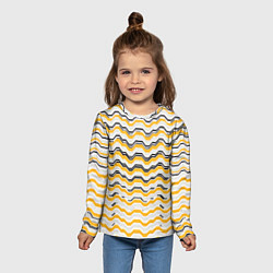 Лонгслив детский Чёрные и жёлтые полосы на белом фоне, цвет: 3D-принт — фото 2
