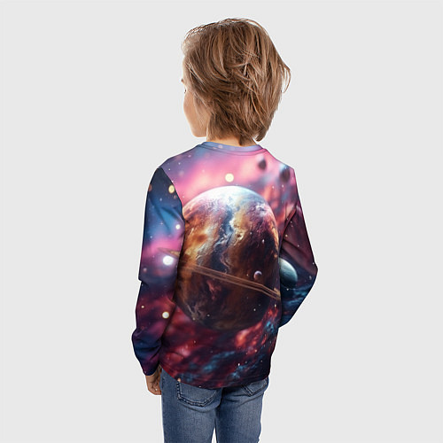 Детский лонгслив Объемный космос и планеты / 3D-принт – фото 4