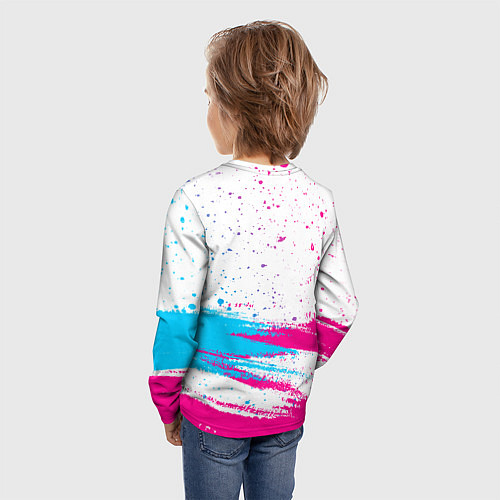 Детский лонгслив Galatasaray neon gradient style посередине / 3D-принт – фото 4
