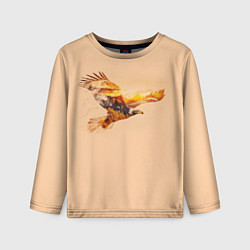 Лонгслив детский Летящий орел и пейзаж на закате, цвет: 3D-принт