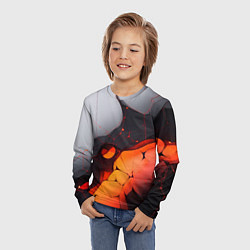 Лонгслив детский Объемная плита с красной лавой иллюстрация, цвет: 3D-принт — фото 2