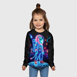 Лонгслив детский Неоновый лев космонавт - нейросеть, цвет: 3D-принт — фото 2