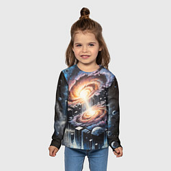 Лонгслив детский Слияние двух галактик - неоновое свечение, цвет: 3D-принт — фото 2