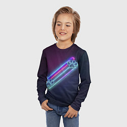 Лонгслив детский Лапки неон, цвет: 3D-принт — фото 2