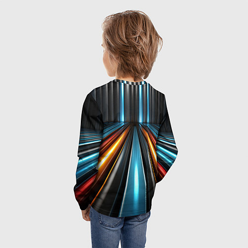 Детский лонгслив Неоновый путь из труб / 3D-принт – фото 4