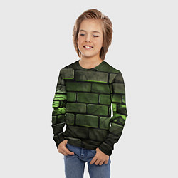 Лонгслив детский Зеленые неоновые кирпичи, цвет: 3D-принт — фото 2