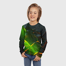 Лонгслив детский Зеленая абстрактная неоновая текстура, цвет: 3D-принт — фото 2