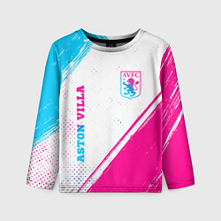 Лонгслив детский Aston Villa neon gradient style вертикально, цвет: 3D-принт