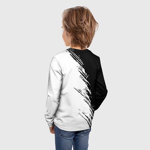 Детский лонгслив Ассасинс Крид - белый и черный цвет / 3D-принт – фото 4