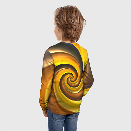Детский лонгслив Модная сова и желтый спиральный фон / 3D-принт – фото 4