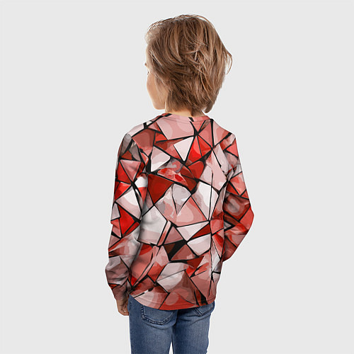 Детский лонгслив Чёрно-красная абстракция и чёрные полосы / 3D-принт – фото 4