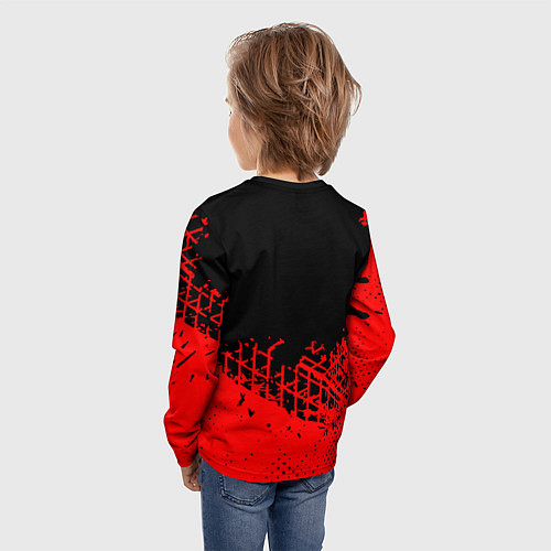 Детский лонгслив Россия герб красные краски / 3D-принт – фото 4