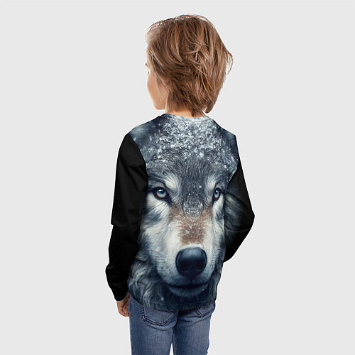 Детский лонгслив Морда волка - взгляд / 3D-принт – фото 4