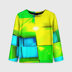 Детский лонгслив Зелёные кубы разломы