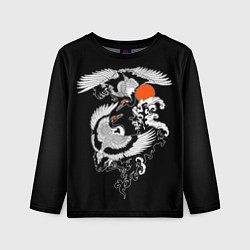 Лонгслив детский Японские журавли - брачный танец, цвет: 3D-принт
