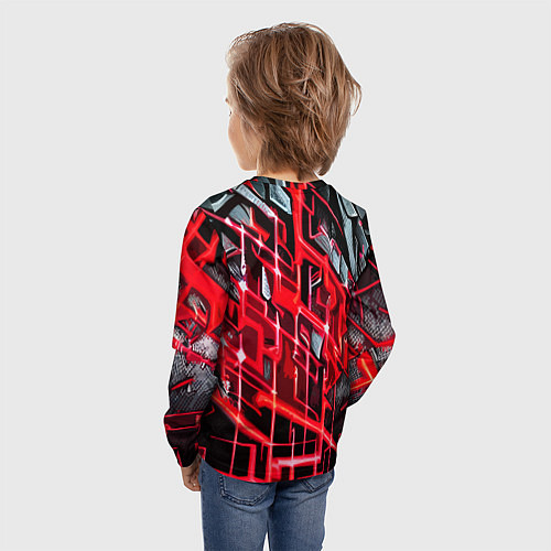 Детский лонгслив Красно-белая абстракция / 3D-принт – фото 4