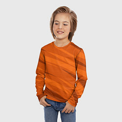 Лонгслив детский Тёмный оранжевый полосами, цвет: 3D-принт — фото 2
