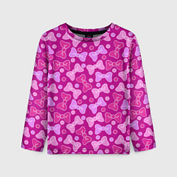 Лонгслив детский Розовые бантики, цвет: 3D-принт