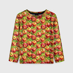 Лонгслив детский Румяные яблоки паттерн, цвет: 3D-принт