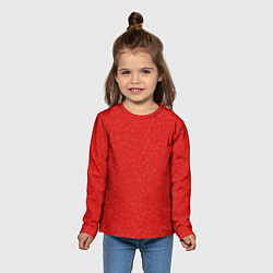 Лонгслив детский Красный однотонный текстурованный, цвет: 3D-принт — фото 2