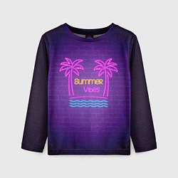 Лонгслив детский Неоновые пальмы summer vibes, цвет: 3D-принт