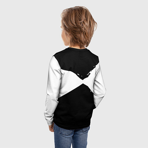 Детский лонгслив Герб рф абстрактные краски / 3D-принт – фото 4