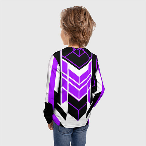 Детский лонгслив Purple and black stripes on a white background / 3D-принт – фото 4