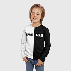 Лонгслив детский Чёрное белое, цвет: 3D-принт — фото 2