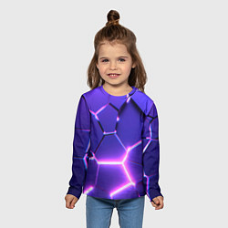 Лонгслив детский Фиолетовые плиты с розовым свечением, цвет: 3D-принт — фото 2