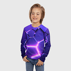 Лонгслив детский Фиолетовые плиты с розовым свечением, цвет: 3D-принт — фото 2