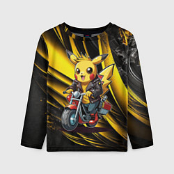 Лонгслив детский Пикачу на красном мотоцикле, цвет: 3D-принт