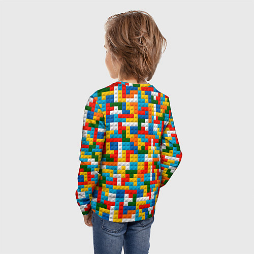 Детский лонгслив Разноцветные квадратные плитки / 3D-принт – фото 4