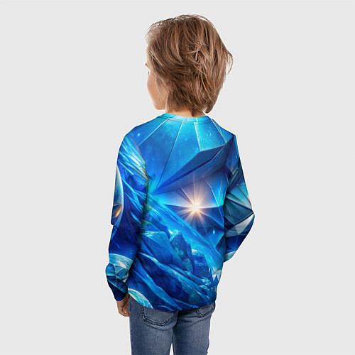 Детский лонгслив Синяя объемная абстракция со вспышкой / 3D-принт – фото 4