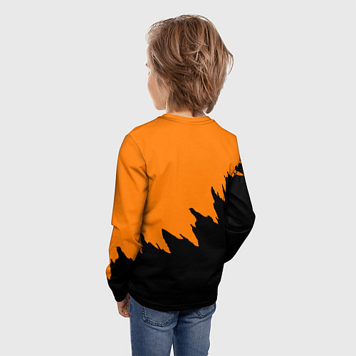 Детский лонгслив Half life чёрно оранжевый / 3D-принт – фото 4