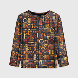 Лонгслив детский Африканский орнамент - резьба по дереву, цвет: 3D-принт
