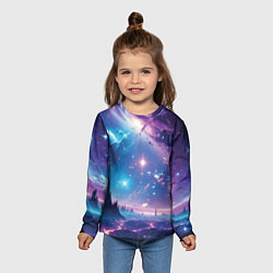 Лонгслив детский Звездный город в космосе, цвет: 3D-принт — фото 2