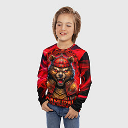 Лонгслив детский Агрессивный медведь самурай, цвет: 3D-принт — фото 2