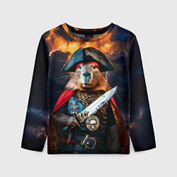 Детский лонгслив Капибара - король пиратов