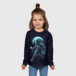 Лонгслив детский Космонавт играет в баскетбол, цвет: 3D-принт — фото 2