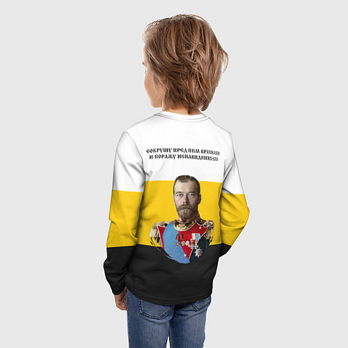 Детский лонгслив Сокрушу пред ним врагов его герб черный / 3D-принт – фото 4