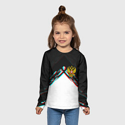 Лонгслив детский Краски глитч герб РФ, цвет: 3D-принт — фото 2