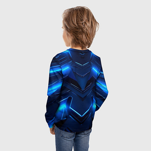 Детский лонгслив Deadlock logo и синий неон / 3D-принт – фото 4