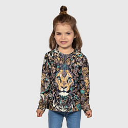 Лонгслив детский Лев с узорами и цветами, цвет: 3D-принт — фото 2
