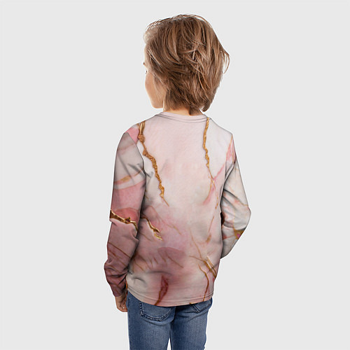 Детский лонгслив Розовый фламинго и лотос из мрамора и золота / 3D-принт – фото 4