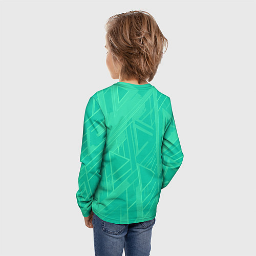 Детский лонгслив Мятный зелёный однотонный геометричный / 3D-принт – фото 4