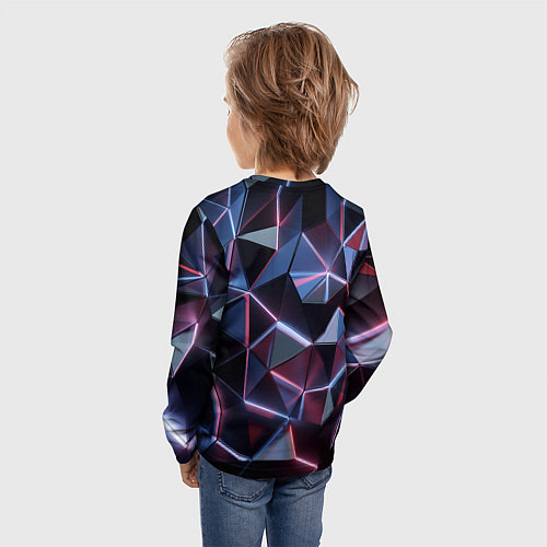 Детский лонгслив Неоновые геометрические плиты / 3D-принт – фото 4