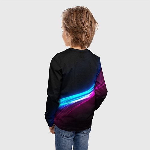 Детский лонгслив Россия неоновые волны / 3D-принт – фото 4