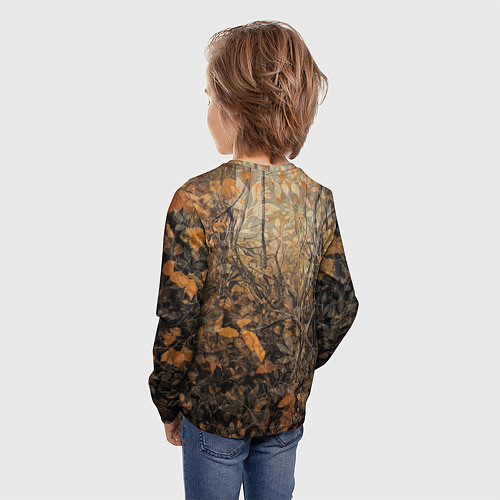 Детский лонгслив Серый лис в осенней чаще / 3D-принт – фото 4