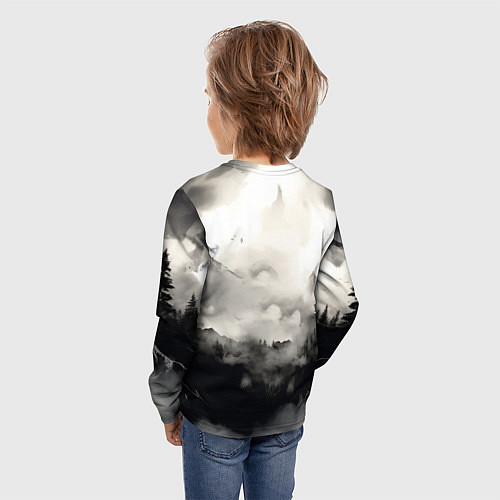Детский лонгслив Голова серого волка / 3D-принт – фото 4